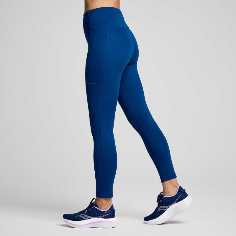 Indigo Women's Saucony Fortify Crop Tight | SG-GQXNI