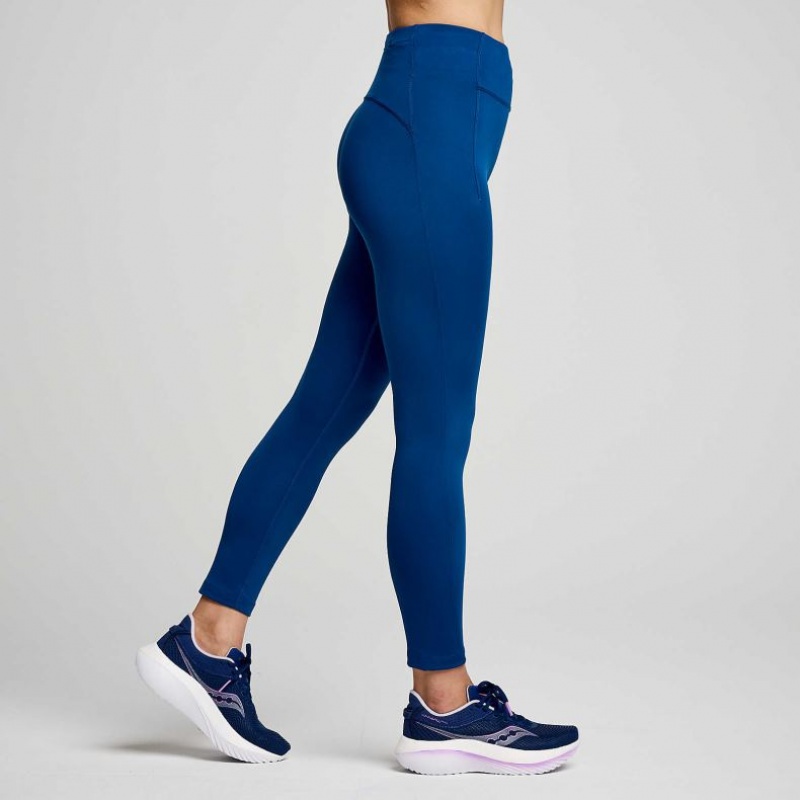 Indigo Women's Saucony Fortify Crop Tight | SG-GQXNI