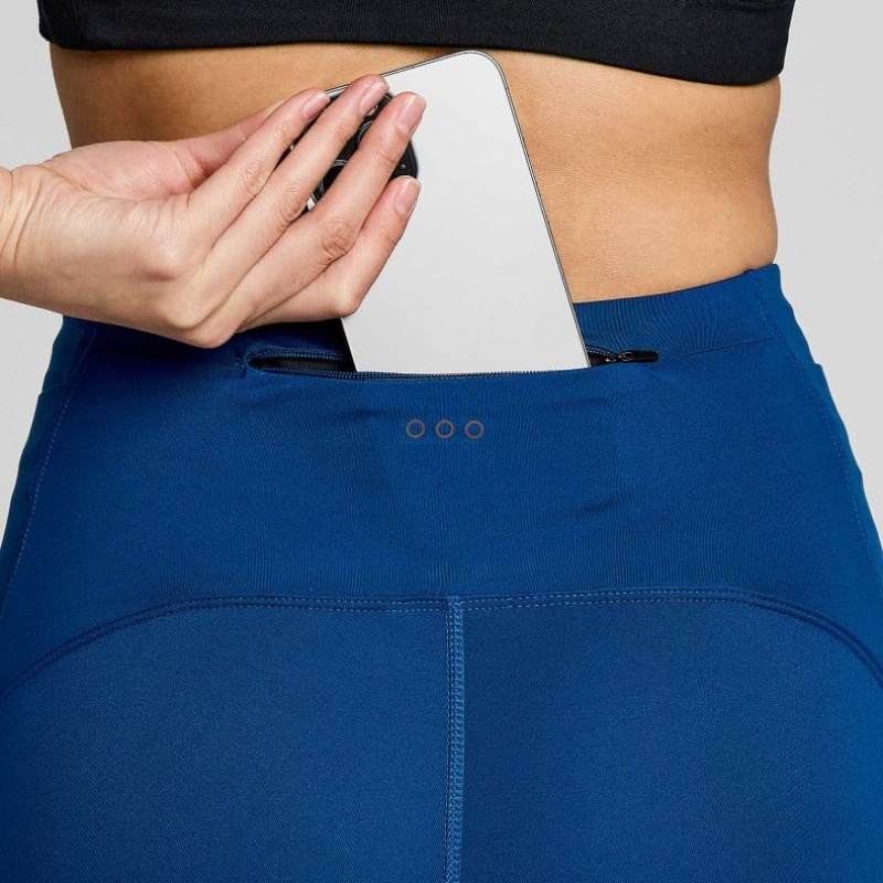 Indigo Women's Saucony Fortify Crop Tight | SG-GQXNI