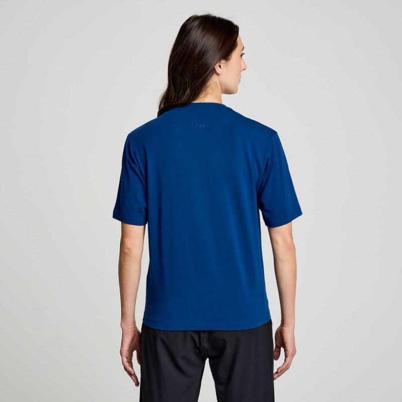 Indigo Women's Saucony Recovery Short Sleeve T-Shirt | SG-JMTKW