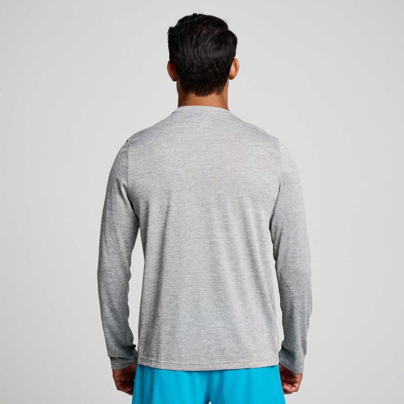 Light Grey Men's Saucony Stopwatch Graphic Long Sleeve T-Shirt | SINGAPORE-BWVPJ