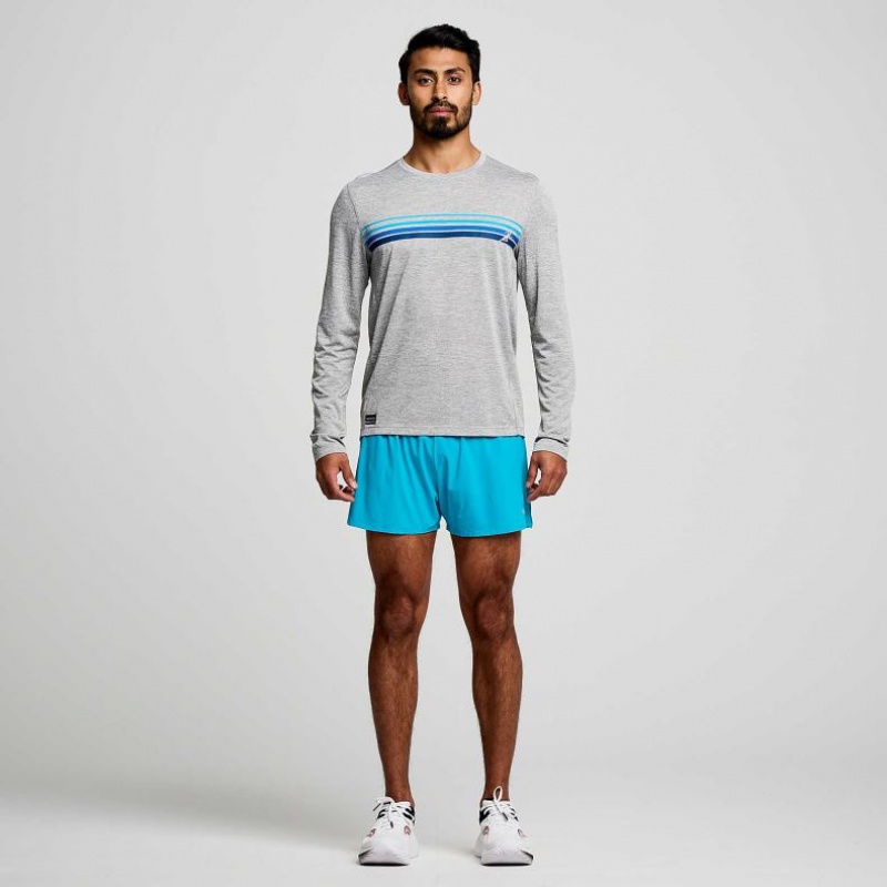 Light Grey Men's Saucony Stopwatch Graphic Long Sleeve T-Shirt | SINGAPORE-BWVPJ