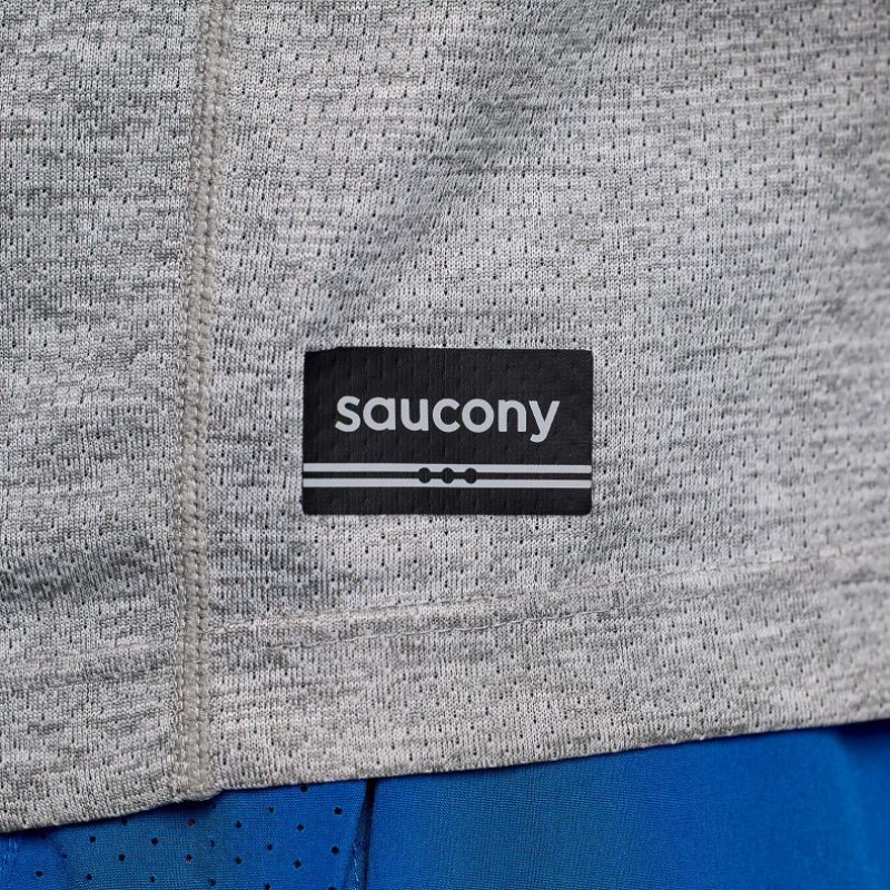 Light Grey Men's Saucony Stopwatch Graphic Short Sleeve T-Shirt | SINGAPORE-MHKWI