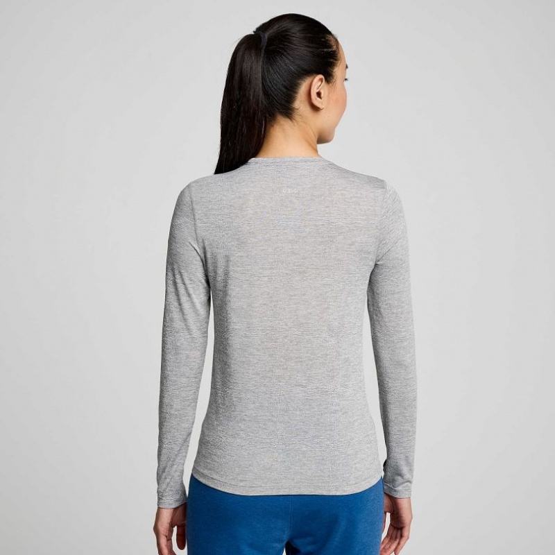 Light Grey Women's Saucony Stopwatch Graphic Long Sleeve T-Shirt | SG-PELAT