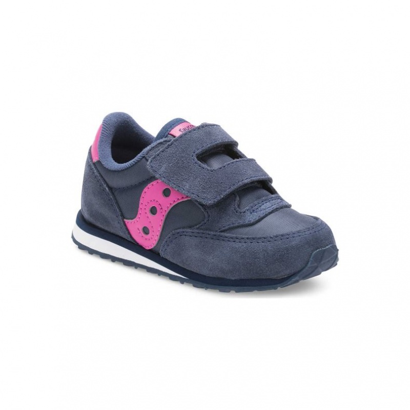 Navy Little Kids' Saucony Baby Jazz Hook & Loop Sneakers | SINGAPORE-HKJPF