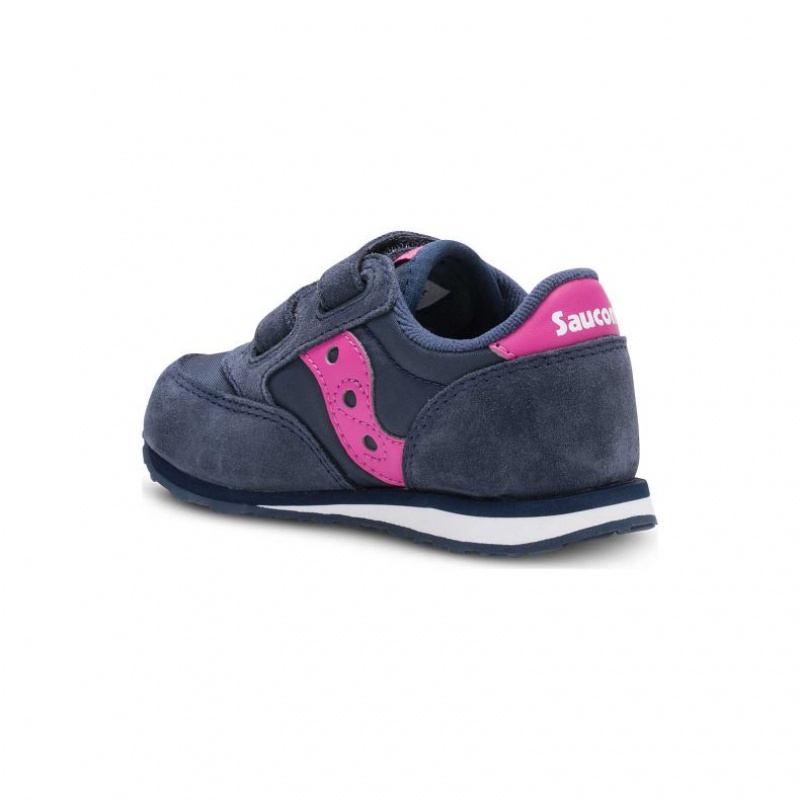 Navy Little Kids' Saucony Baby Jazz Hook & Loop Sneakers | SINGAPORE-HKJPF