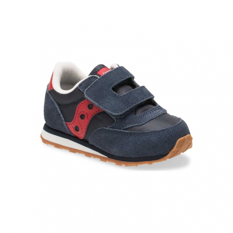 Navy Little Kids' Saucony Baby Jazz Hook & Loop Sneakers | SINGAPORE-JKBRZ