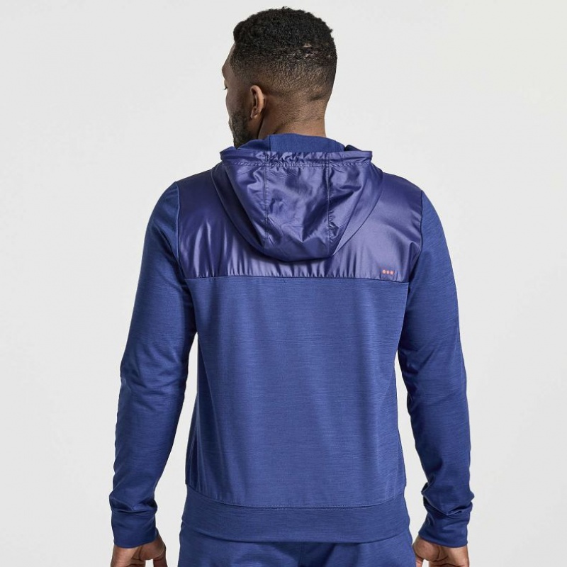 Navy Men's Saucony Solstice Zip Hoodie | SG-PMUOR