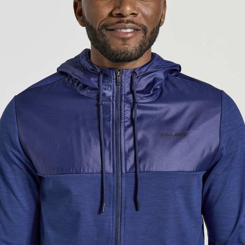 Navy Men's Saucony Solstice Zip Hoodie | SG-PMUOR