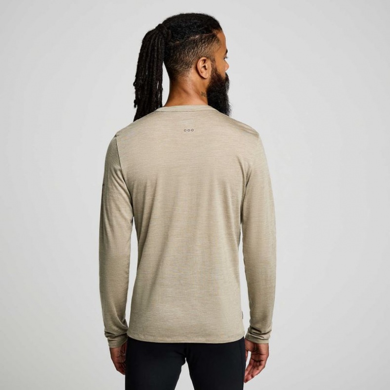 Olive Men's Saucony Peregrine Merino Long Sleeve T-Shirt | SINGAPORE-LOYAU