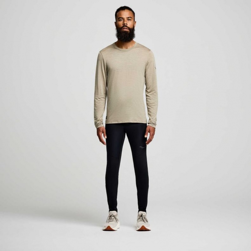 Olive Men's Saucony Peregrine Merino Long Sleeve T-Shirt | SINGAPORE-LOYAU