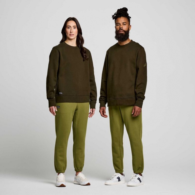 Olive Men's Saucony Recovery Crew Sweatshirt | SG-TJLMQ