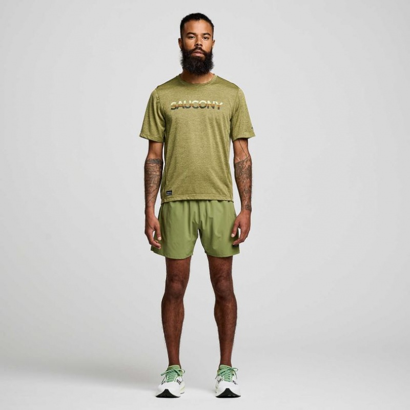 Olive Men's Saucony Stopwatch Graphic Short Sleeve T-Shirt | SINGAPORE-AOFIK