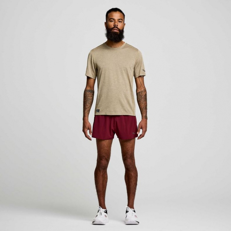 Olive Men's Saucony Stopwatch Short Sleeve T-Shirt | SG-KRCJZ