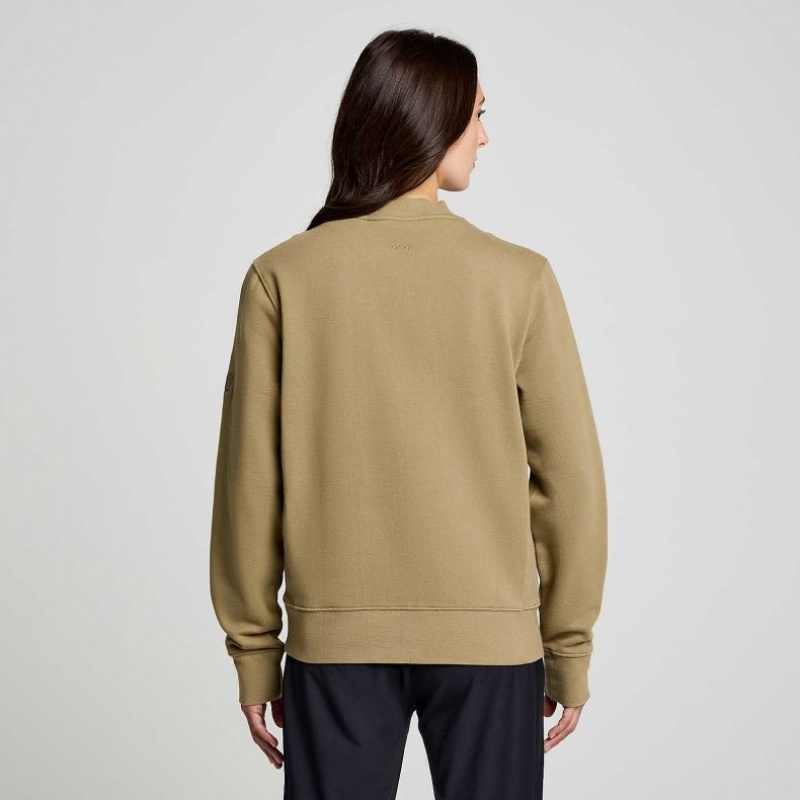 Olive Women's Saucony Recovery Crew Sweatshirt | SINGAPORE-SPQRY