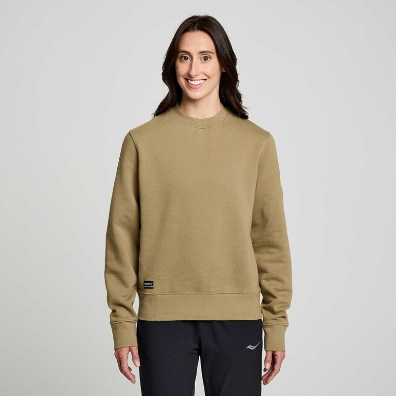 Olive Women\'s Saucony Recovery Crew Sweatshirt | SINGAPORE-SPQRY