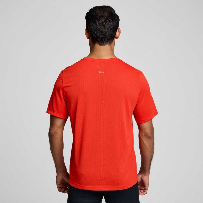 Orange Men's Saucony Stopwatch Short Sleeve T-Shirt | SINGAPORE-UHXBF