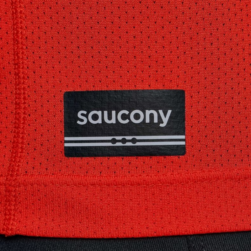 Orange Men's Saucony Stopwatch Short Sleeve T-Shirt | SINGAPORE-UHXBF