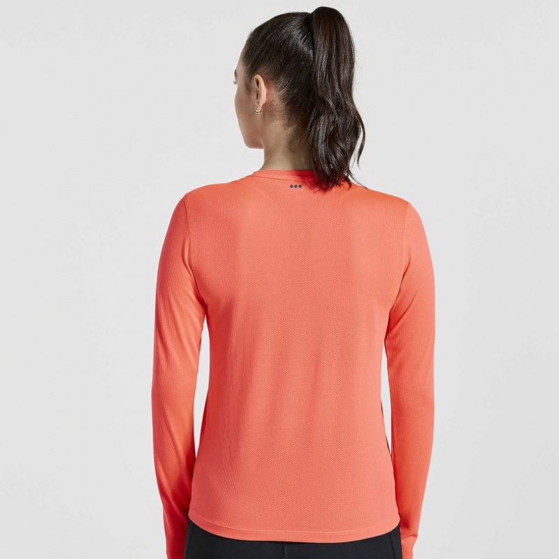 Orange Women's Saucony Stopwatch Graphic Long Sleeve T-Shirt | SINGAPORE-PTDOG