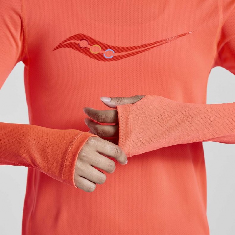 Orange Women's Saucony Stopwatch Graphic Long Sleeve T-Shirt | SINGAPORE-PTDOG