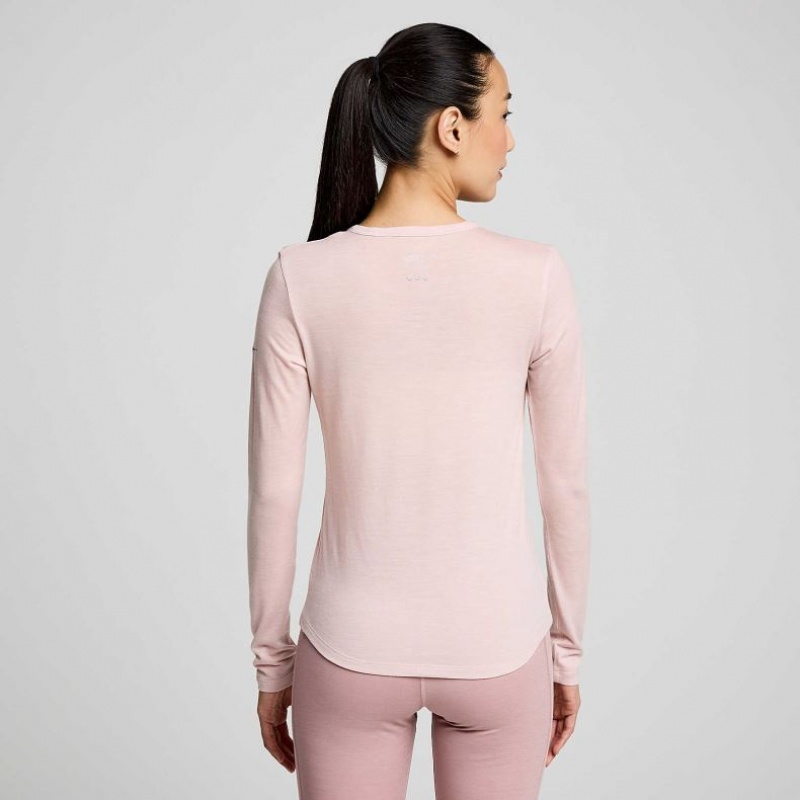 Pink Women's Saucony Peregrine Merino Long Sleeve T-Shirt | SG-UGOKL