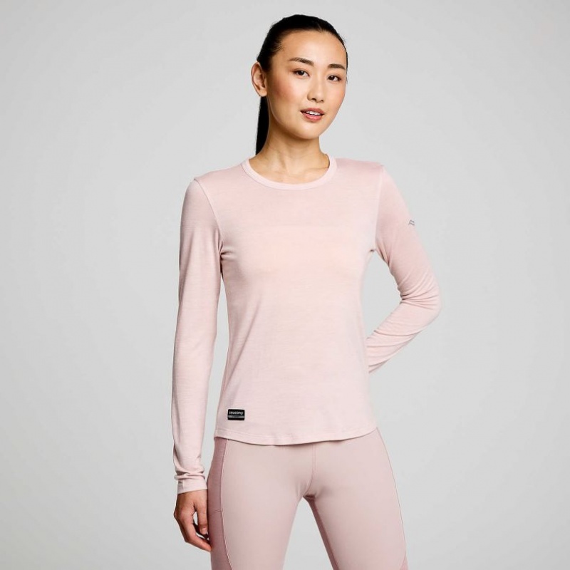 Pink Women\'s Saucony Peregrine Merino Long Sleeve T-Shirt | SG-UGOKL