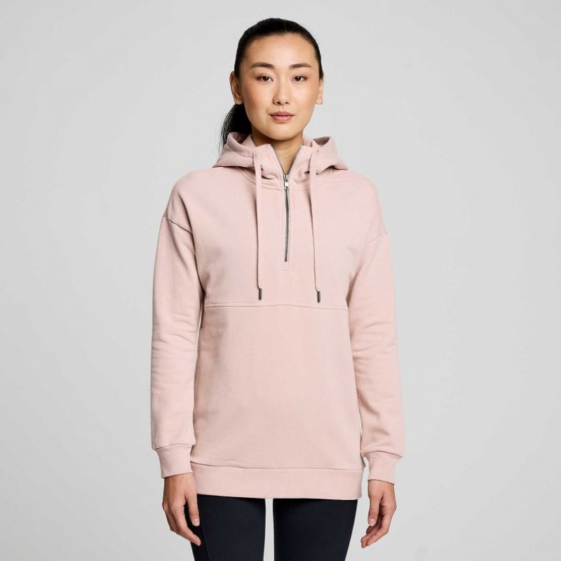 Pink Women\'s Saucony Recovery Zip Tunic Hoodie | SINGAPORE-RBJMY