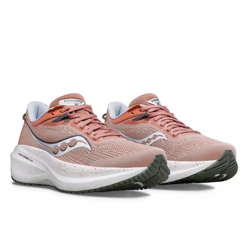 Pink Women's Saucony Triumph 21 Wide Running Shoes | SINGAPORE-KGWHC