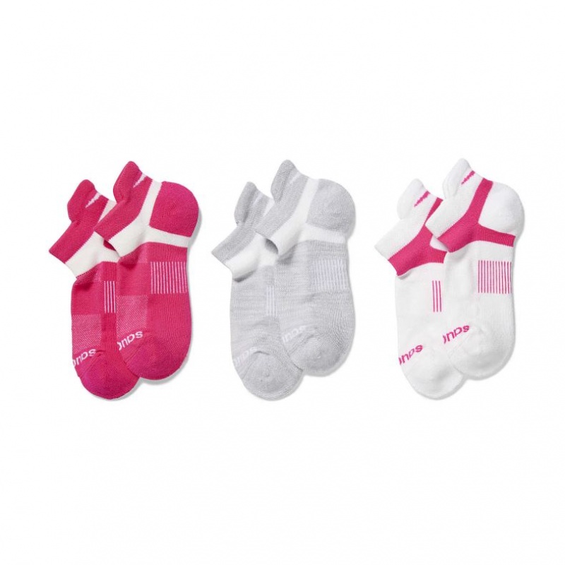 Pink / Grey / White Men\'s Saucony Inferno No Show Tab 3-Pack Socks | SG-GDXAF