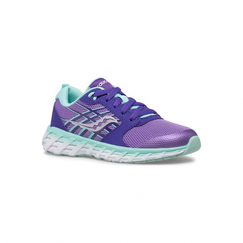 Purple Big Kids' Saucony Wind 2.0 Lace Sneakers | SINGAPORE-LGXOM