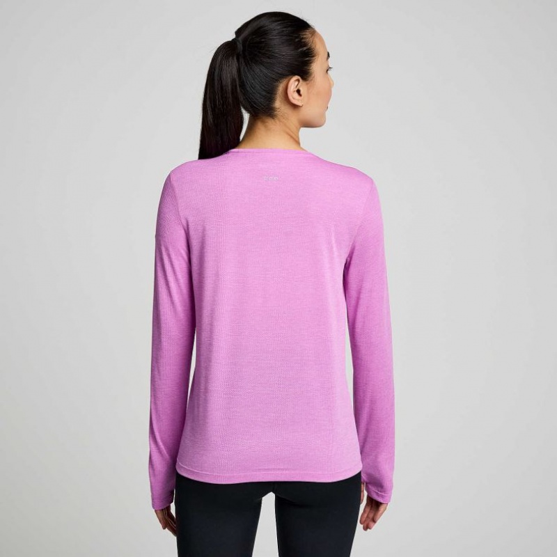 Purple Women's Saucony Stopwatch Graphic Long Sleeve T-Shirt | SINGAPORE-RMZHO