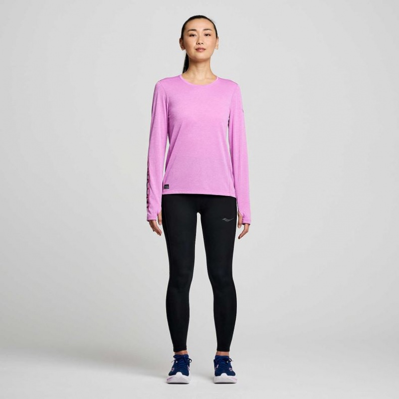 Purple Women's Saucony Stopwatch Graphic Long Sleeve T-Shirt | SINGAPORE-RMZHO