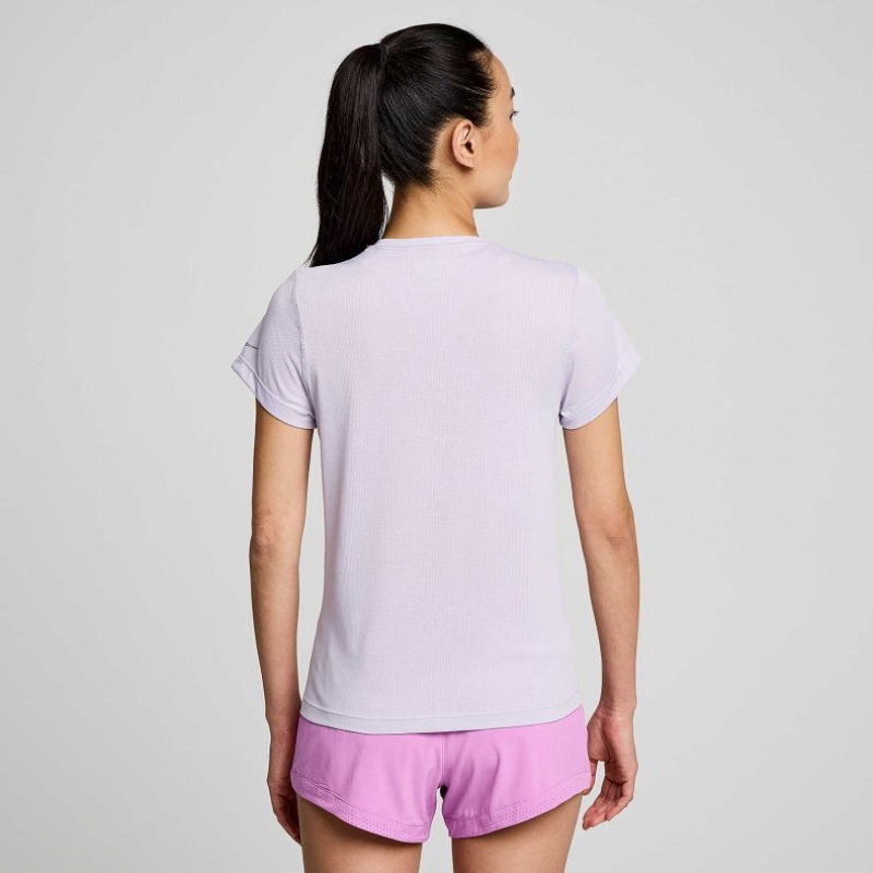 Purple Women's Saucony Stopwatch Graphic Short Sleeve T-Shirt | SINGAPORE-BHXOS