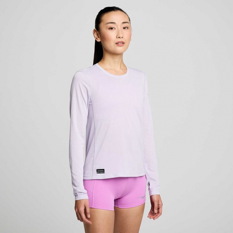 Purple Women's Saucony Stopwatch Long Sleeve T-Shirt | SINGAPORE-KACRF