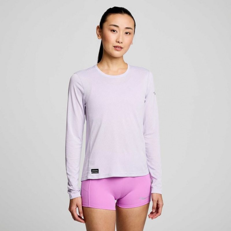 Purple Women\'s Saucony Stopwatch Long Sleeve T-Shirt | SINGAPORE-KACRF