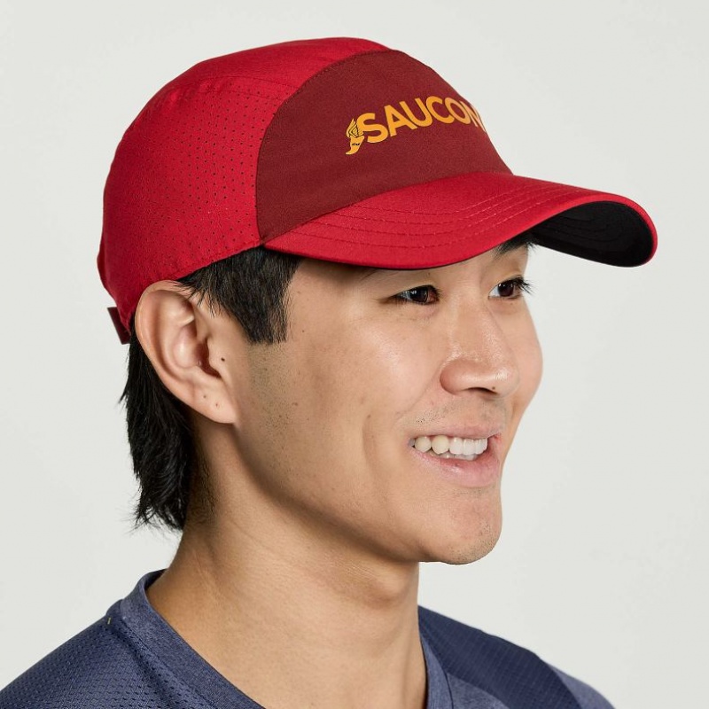 Red Men\'s Saucony Outpace Hat | SG-SBXUQ