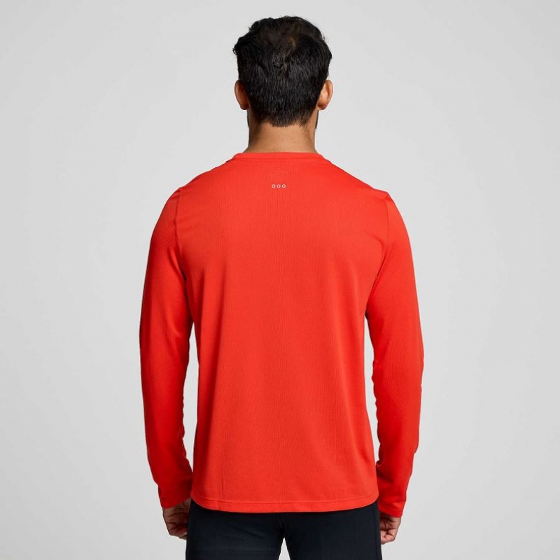 Red Men's Saucony Stopwatch Long Sleeve T-Shirt | SG-DNLSH