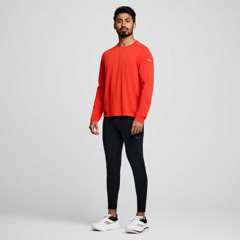 Red Men's Saucony Stopwatch Long Sleeve T-Shirt | SG-DNLSH