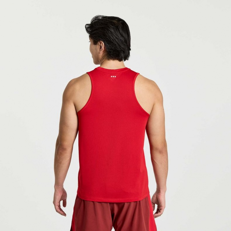 Red Men's Saucony Stopwatch Singlet | SG-SLMNA