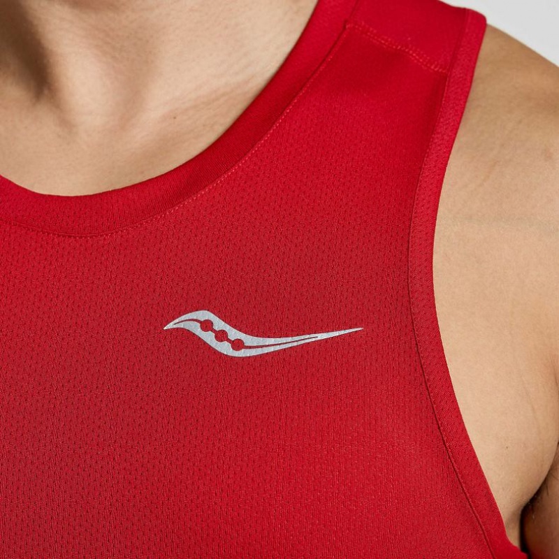 Red Men's Saucony Stopwatch Singlet | SG-SLMNA