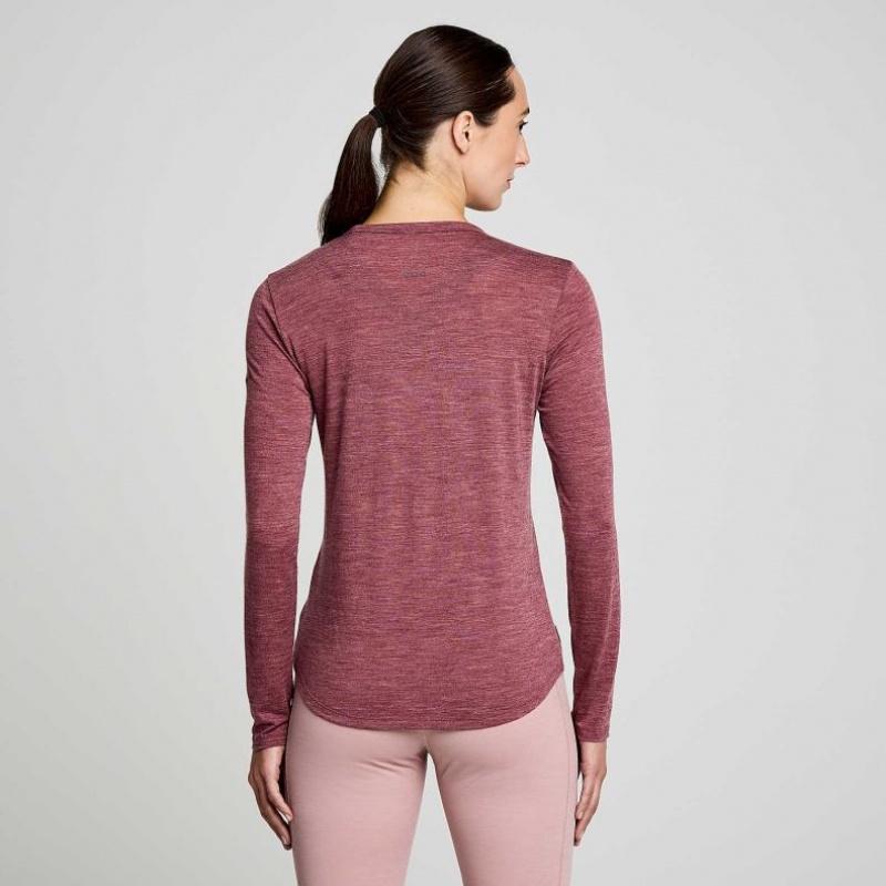 Red Women's Saucony Peregrine Merino Long Sleeve T-Shirt | SG-GZVJL