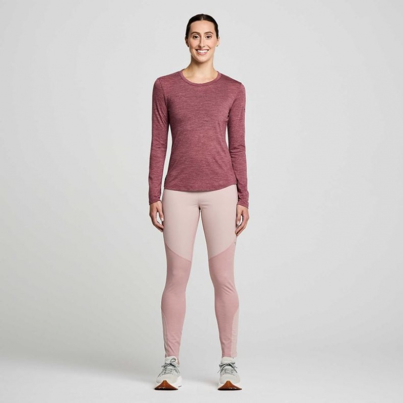 Red Women's Saucony Peregrine Merino Long Sleeve T-Shirt | SG-GZVJL