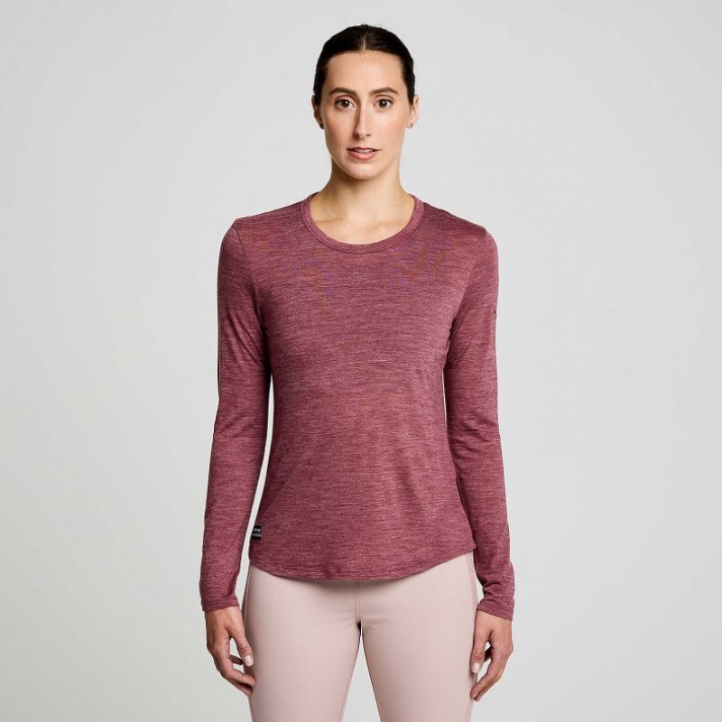 Red Women\'s Saucony Peregrine Merino Long Sleeve T-Shirt | SG-GZVJL