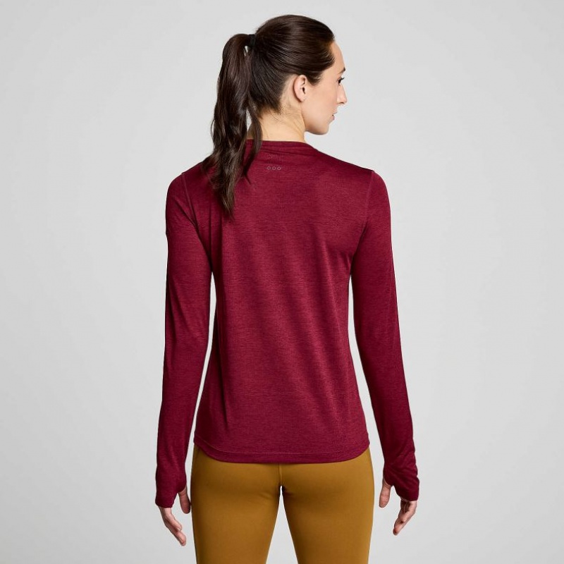 Red Women's Saucony Stopwatch Long Sleeve T-Shirt | SG-KPFAD