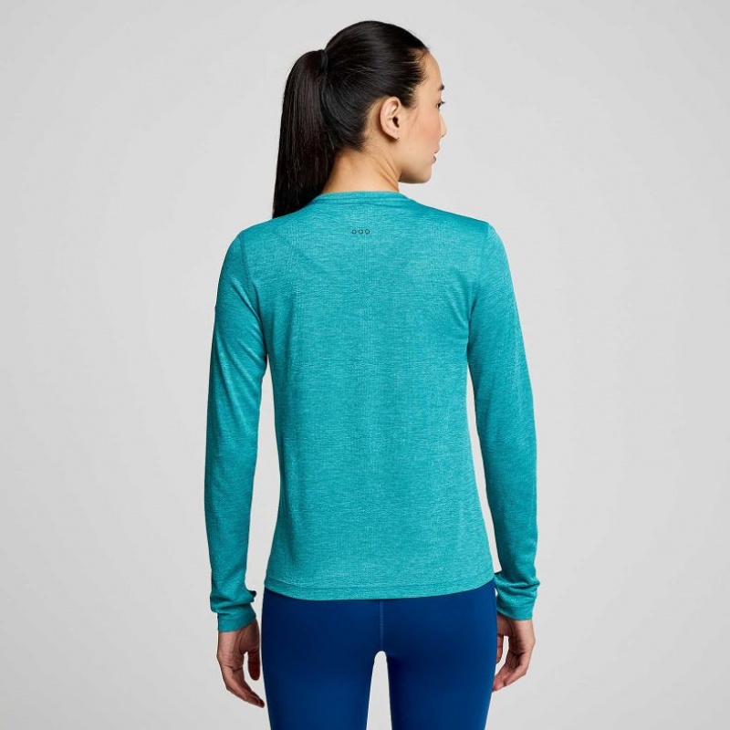 Turquoise Women's Saucony Stopwatch Long Sleeve T-Shirt | SG-MGCOZ