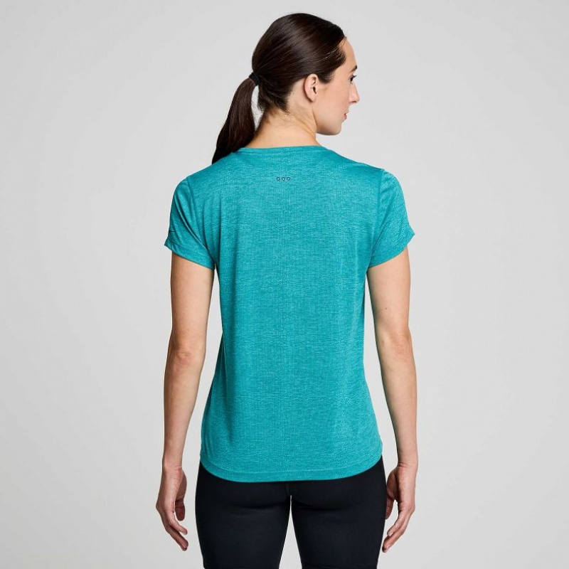 Turquoise Women's Saucony Stopwatch Short Sleeve T-Shirt | SG-CBGTS