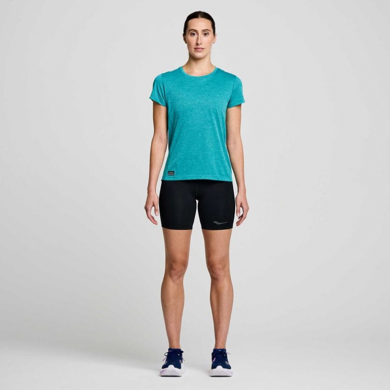 Turquoise Women's Saucony Stopwatch Short Sleeve T-Shirt | SG-CBGTS