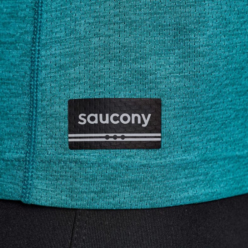 Turquoise Women's Saucony Stopwatch Short Sleeve T-Shirt | SG-CBGTS