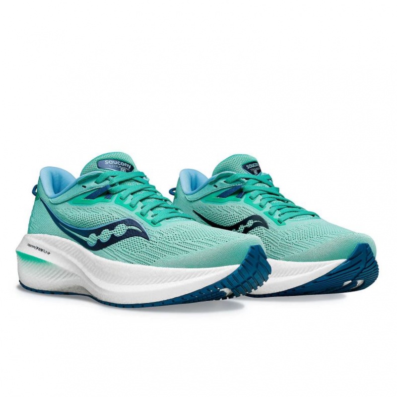 Turquoise Women's Saucony Triumph 21 Running Shoes | SINGAPORE-RWZOS