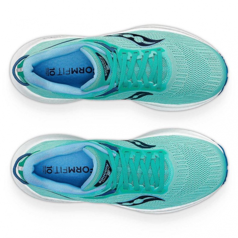 Turquoise Women's Saucony Triumph 21 Running Shoes | SINGAPORE-RWZOS